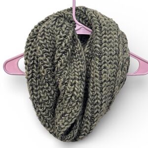 Olive Green Chunky Knit Infinity Scarf Cozy Winter Loop